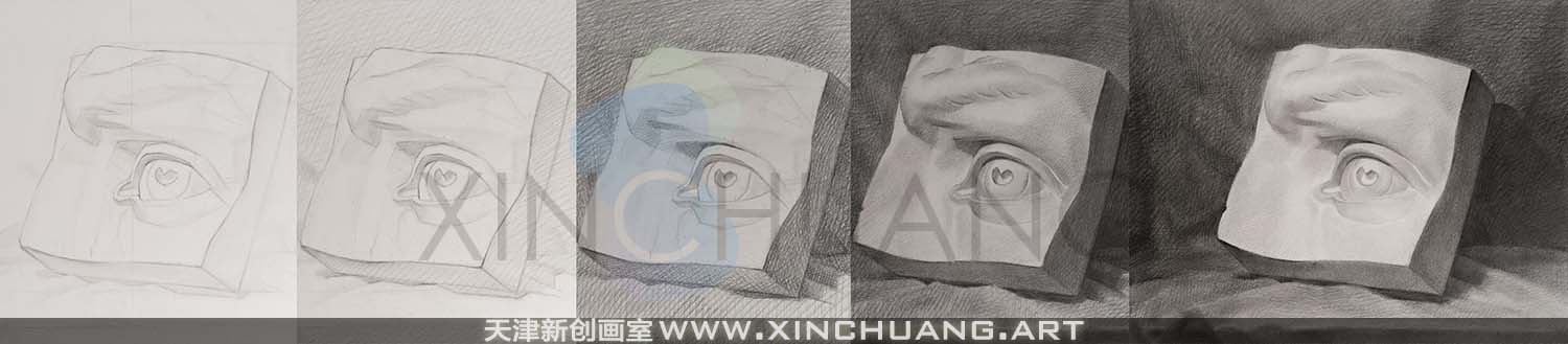 天津新创画室石膏五官眼部素描
