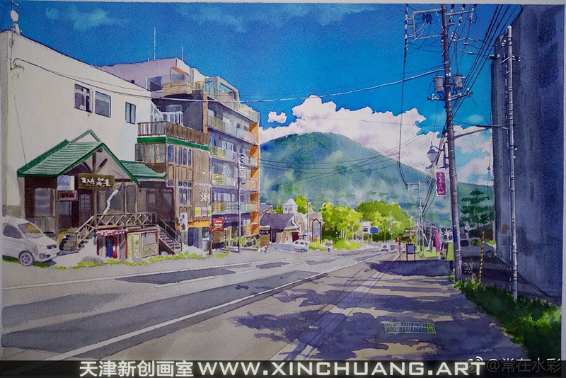 天津新创画室水彩风景