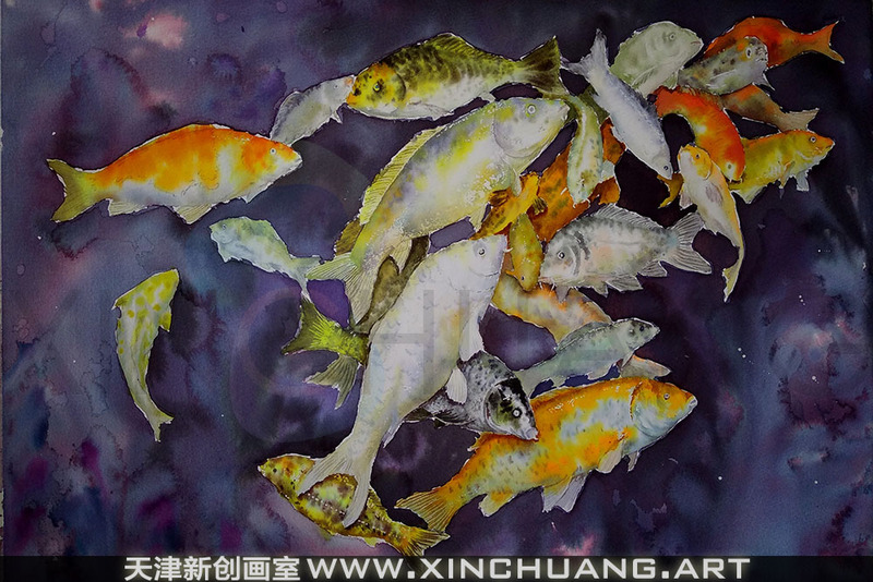 錦鯉 水彩画 錦鯉ー1 : IKUOの水彩画集